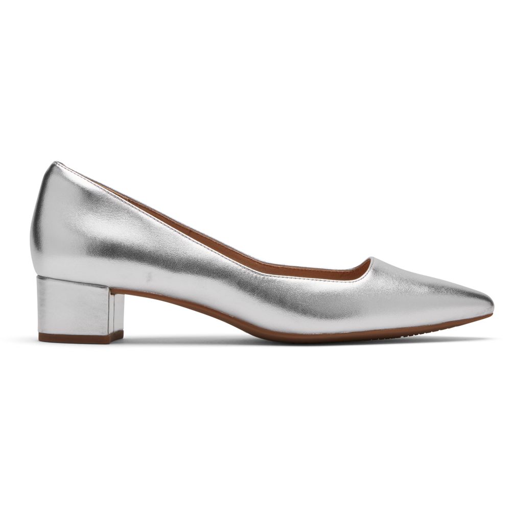 Rockport Women's Total Motion Gracie Heel Pumps - Silver - USA (1982EVYBM)